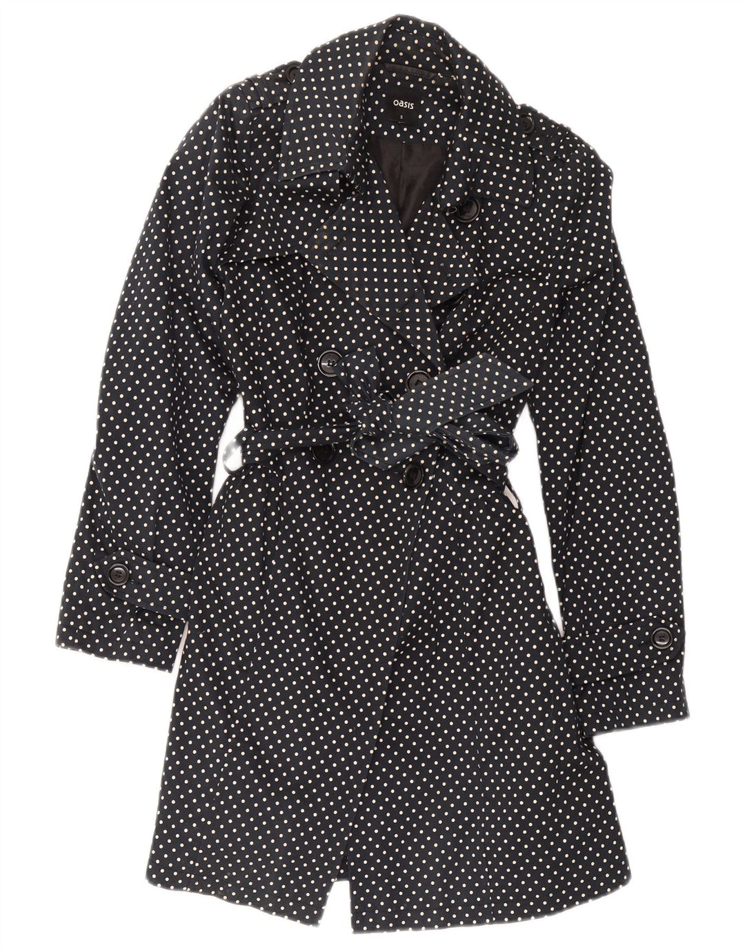 Trench da donna Oasis UK 8 piccolo cotone nero a pois