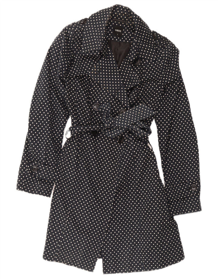 Trench da donna Oasis UK 8 piccolo cotone nero a pois