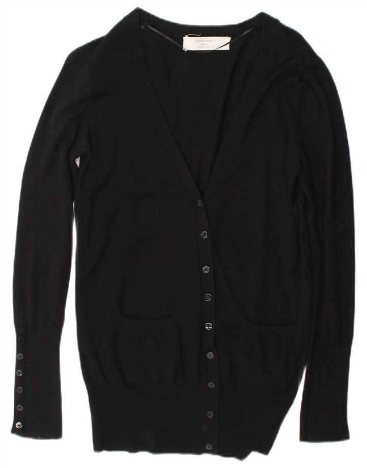 Maglione cardigan da donna Zara UK 14 Rayon nero medio