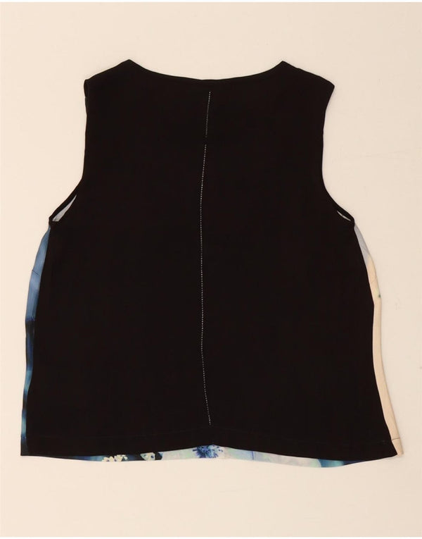 CALVIN KLEIN Camicetta corta da donna Top UK 10 Piccolo blu navy floreale