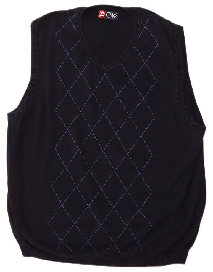 Canottiera da uomo CHAPS XL blu navy a rombi/cotone diamante