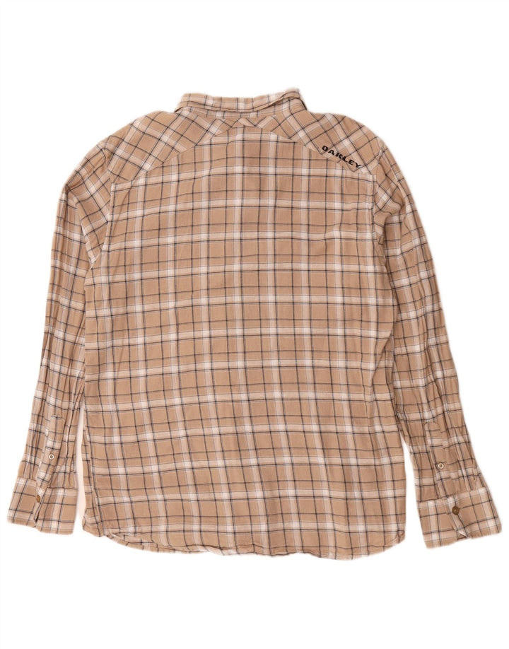 Camicia Oakley da uomo in flanella di cotone a quadri beige grande