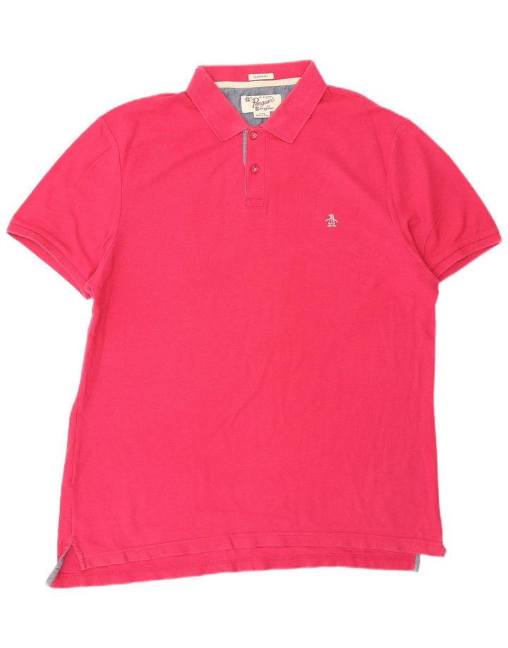 PENGUIN Mens Classic Fit Polo Shirt Large Pink Cotton