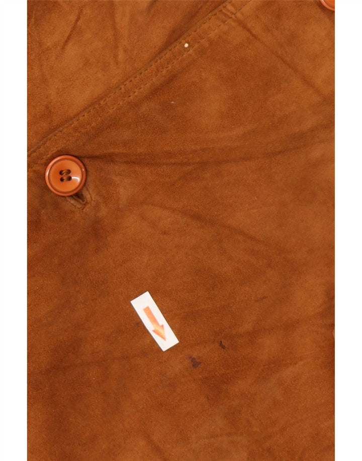 Giubbotto bomber vintage in pelle scamosciata da uomo IT 56 3XL in pelle scamosciata marrone