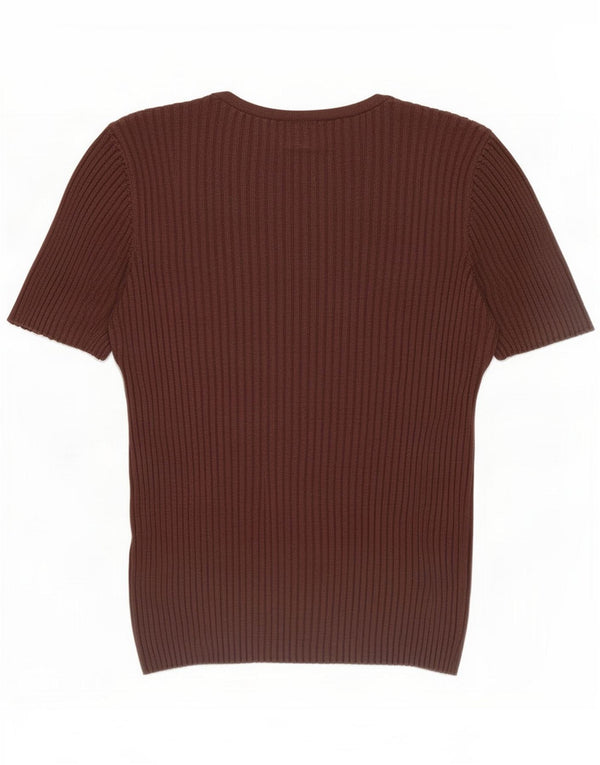 Marks & Spencer Womens St. Michael T-Shirt Top UK 14 Medium Brown Silk