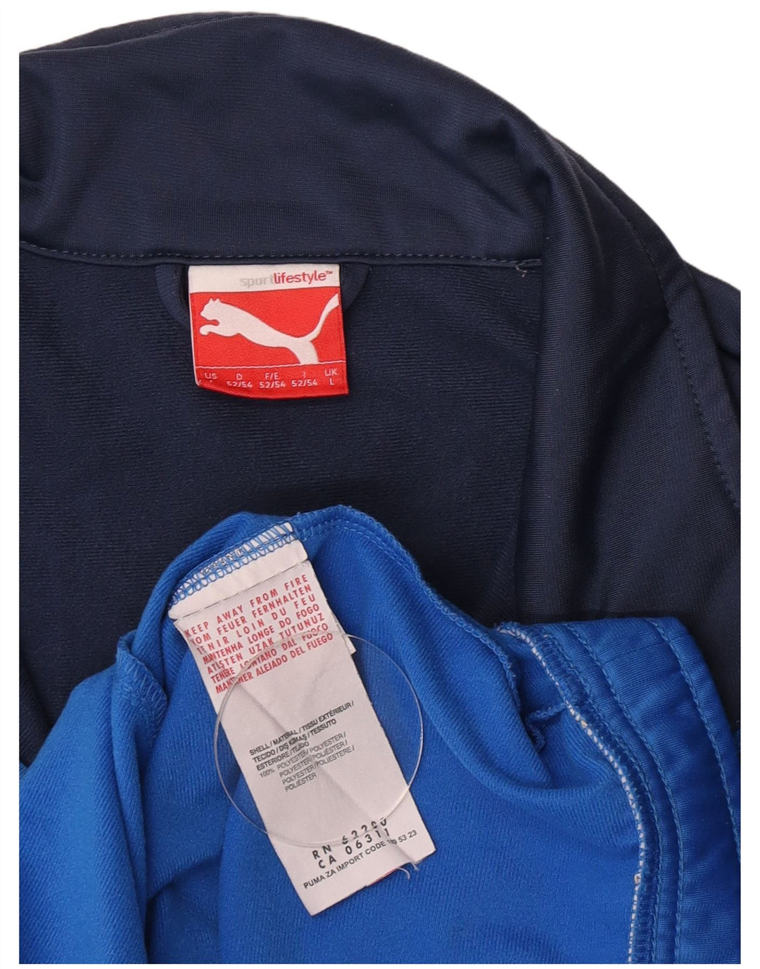 Giacca da tuta da uomo Puma Large in poliestere color block blu
