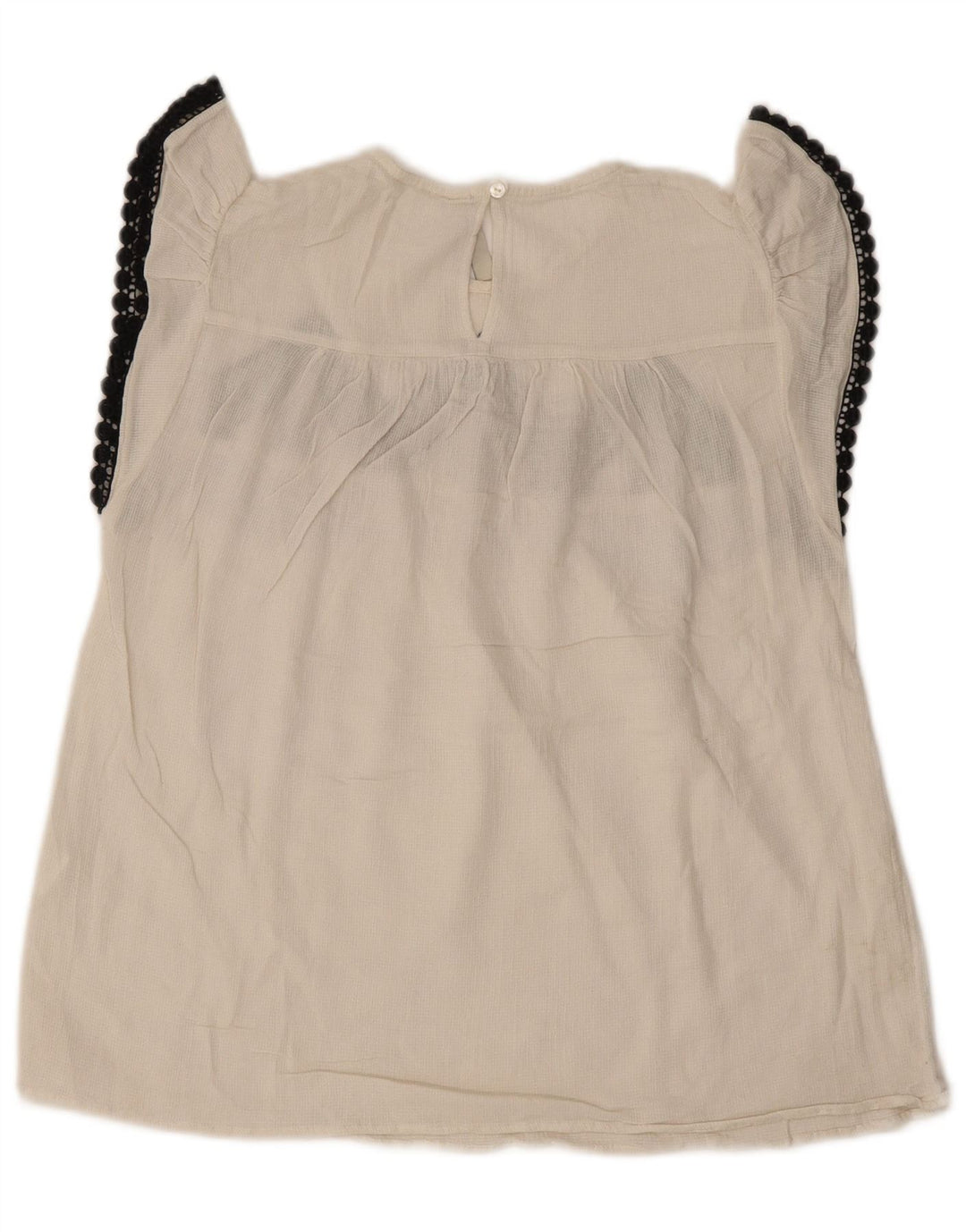 Top Blusa Donna Zara UK 6 XS Bianco Floreale