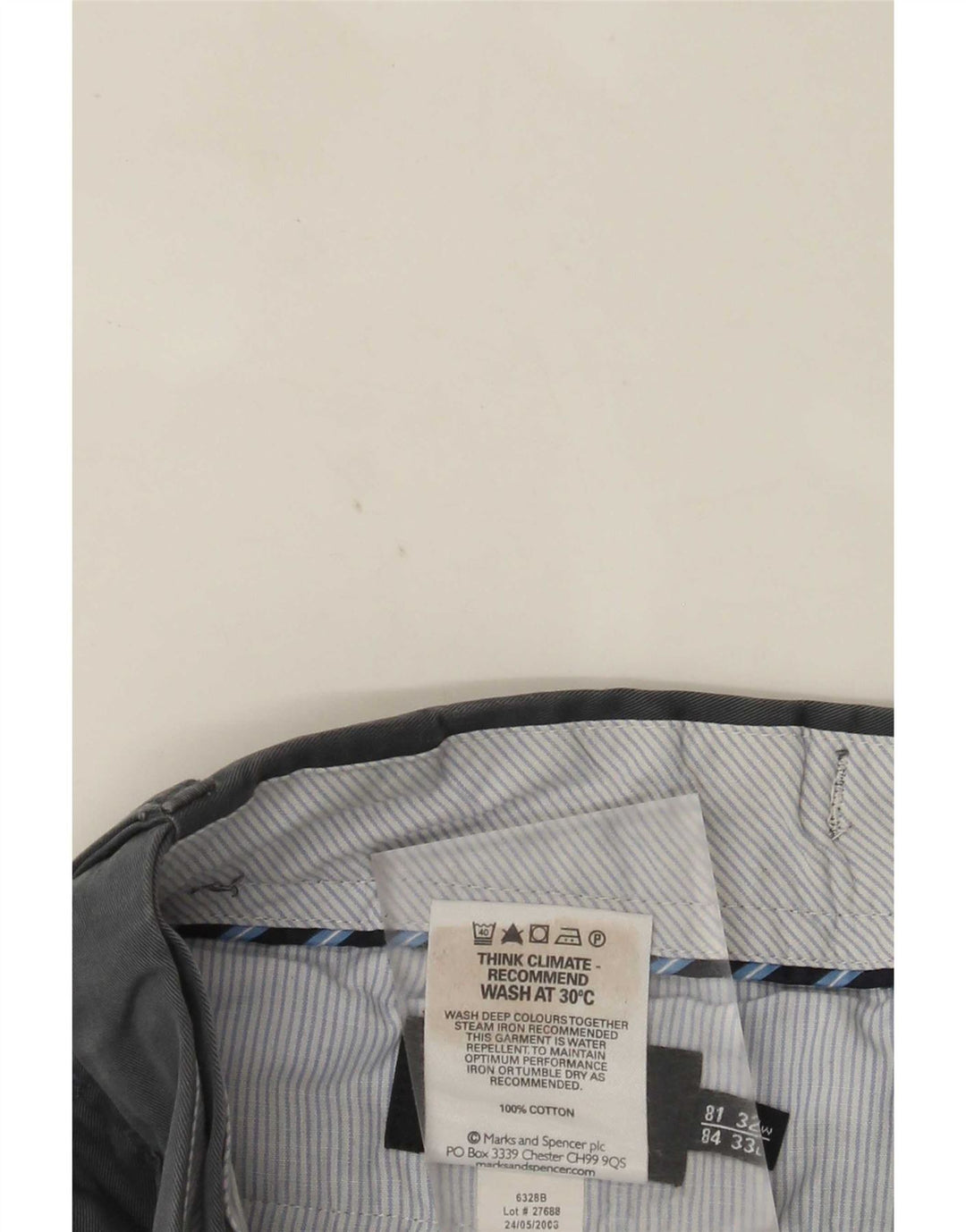 Pantaloni da abito dritti da uomo Marks & Spencer W32 L33 in cotone grigio