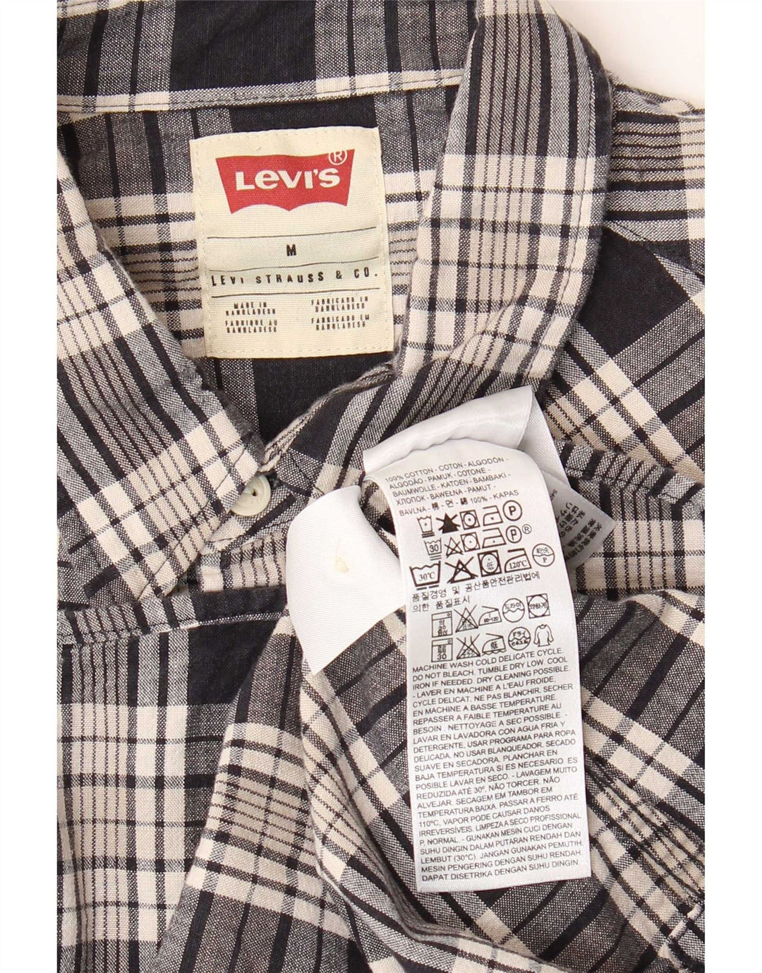 Camicia Levi's da uomo in cotone a quadri neri medi