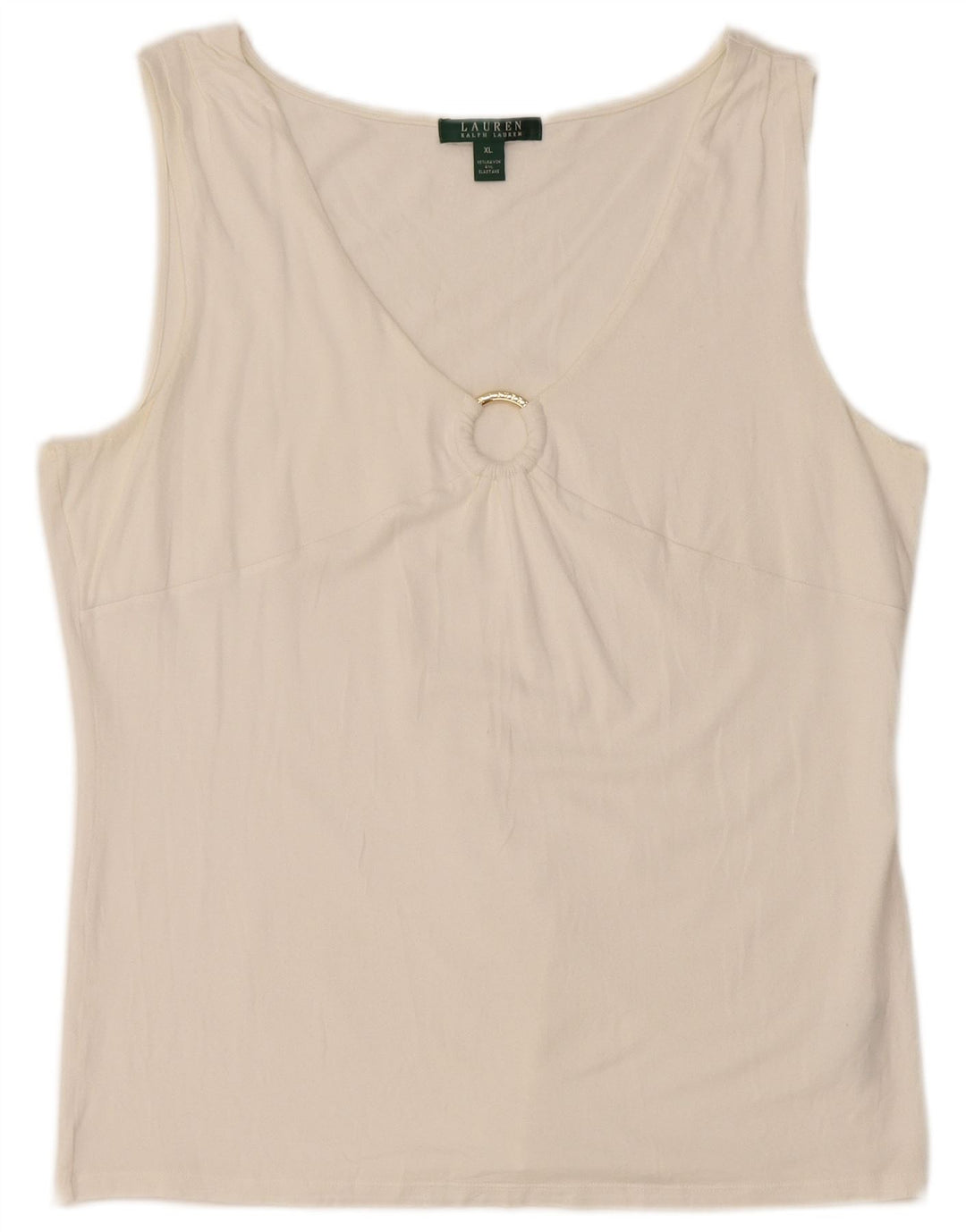 Top camicetta senza maniche da donna RALPH LAUREN UK 18 XL Rayon bianco