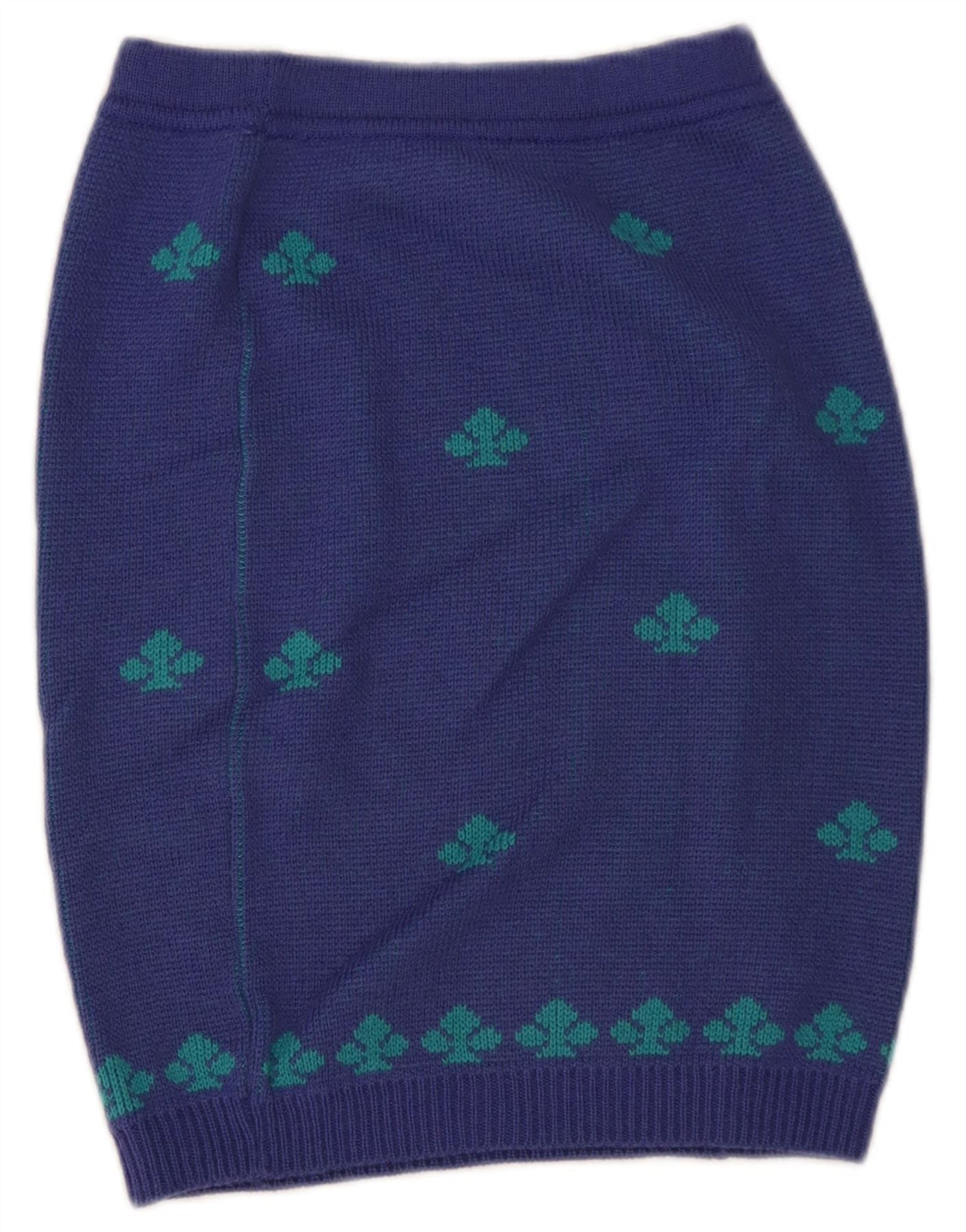 Gonna tubino lavorata a maglia da donna Stefanel W28 in lana geometrica blu medio