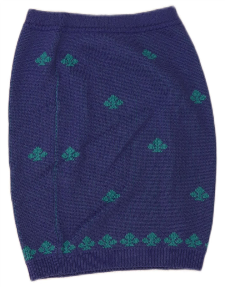Gonna tubino lavorata a maglia da donna Stefanel W28 in lana geometrica blu medio