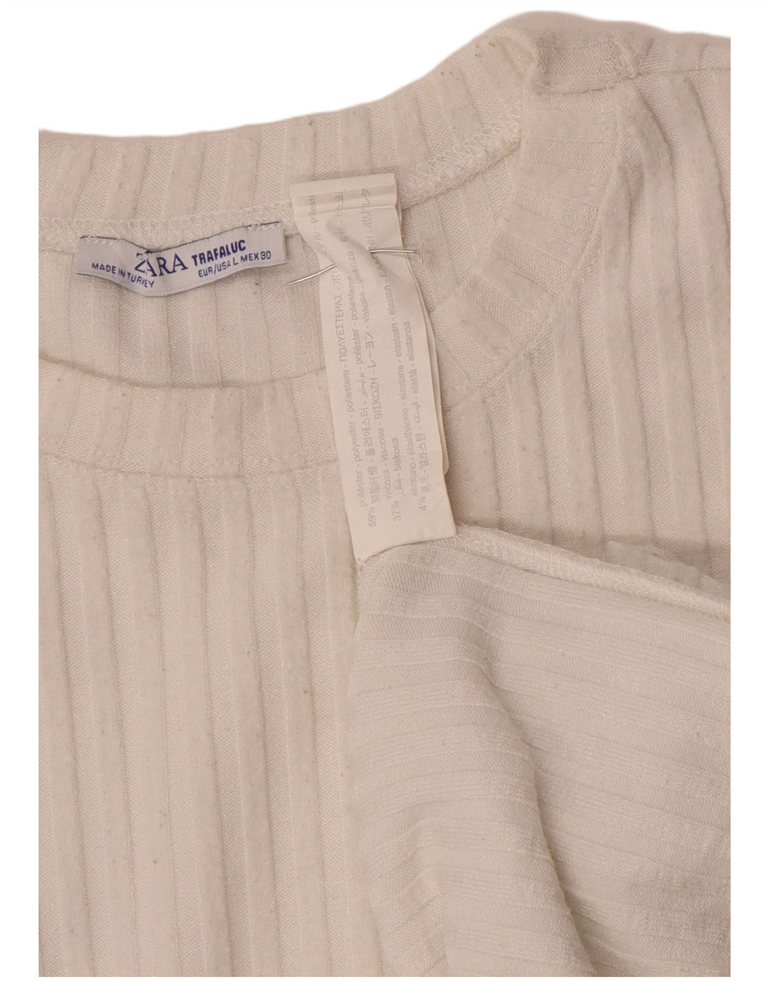 Zara Trafaluc Top oversize da donna a maniche lunghe UK 16 Large Poliestere bianco