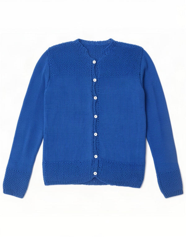 Maglione cardigan da donna vintage UK 10 piccolo blu