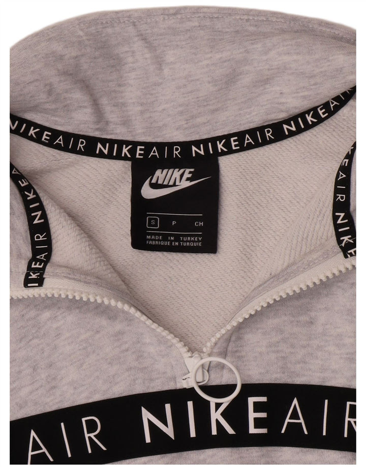 Felpa con grafica corta Nike da donna UK 10 Small Grey Flecked