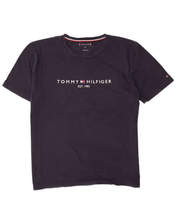 T-shirt grafica da uomo con vestibilità regolare Tommy Hilfiger Top 3XL cotone blu navy