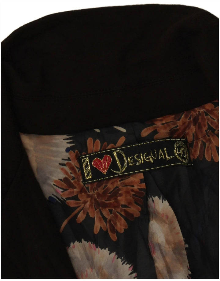 Desigual Giacca Blazer da Donna a 1 Bottone EU 40 Medio Nero Floreale