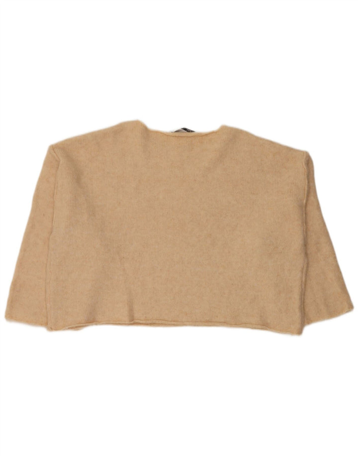 Maglione corto con scollo a barca oversize da donna Zara UK 14 Beige medio