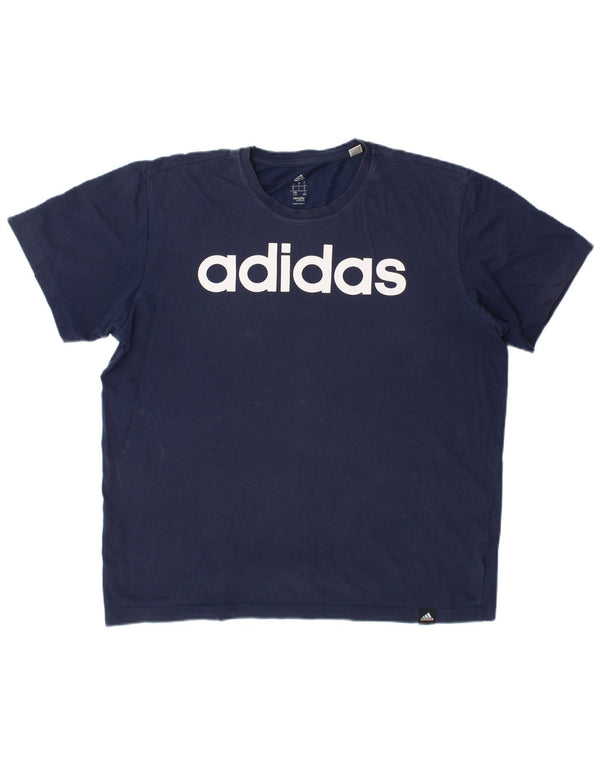 Adidas Uomo Climalite Graphic T-shirt Top Large Blu Navy in cotone