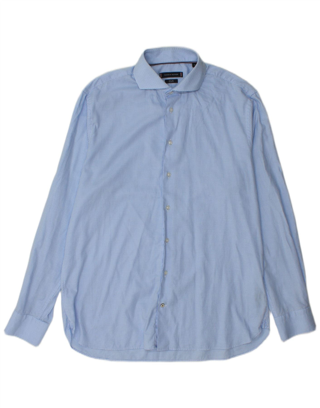 TOMMY HILFIGER Mens Regular Fit Shirt Size 43 17 XL Blue Gingham Cotton