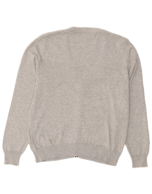 Maglione cardigan da uomo Kappa piccolo in cotone screziato grigio