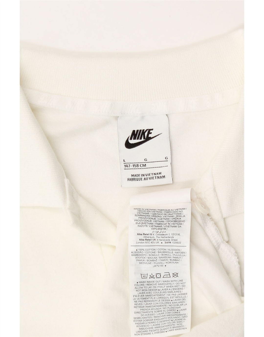 Polo Nike Ragazzo 12-13 Anni Large Bianco Cotone