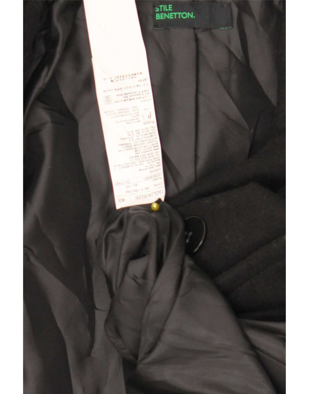 Cappotto Donna Benetton IT 40 Small Nero Lana