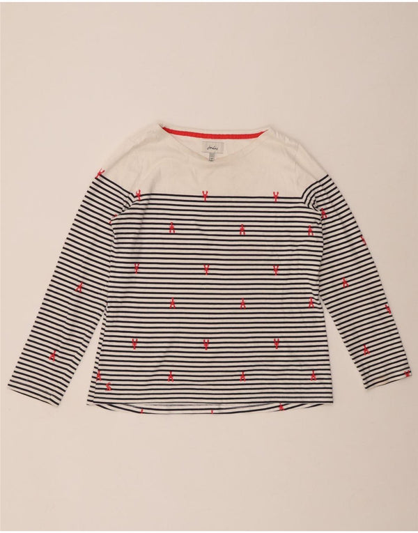 JOULES Top da donna a maniche lunghe UK 14 Large White Striped