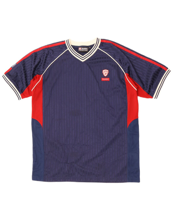 T-shirt da uomo Lotto Top in poliestere color block medio blu navy