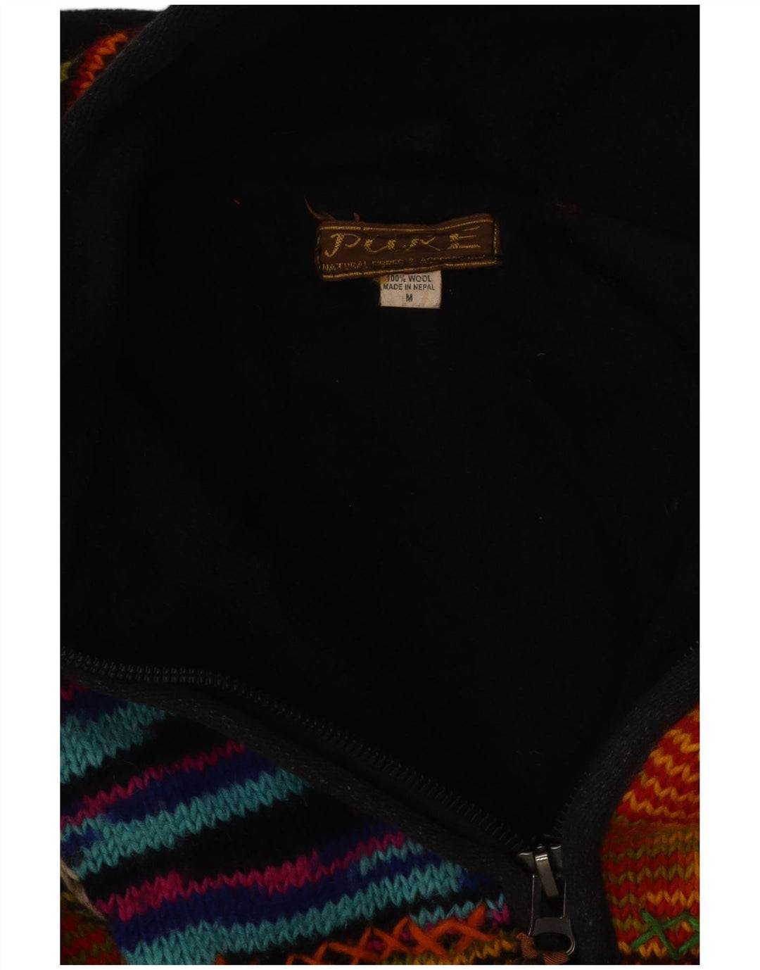 Maglione cardigan con cappuccio da donna VINTAGE UK 12 a righe multicolori medie