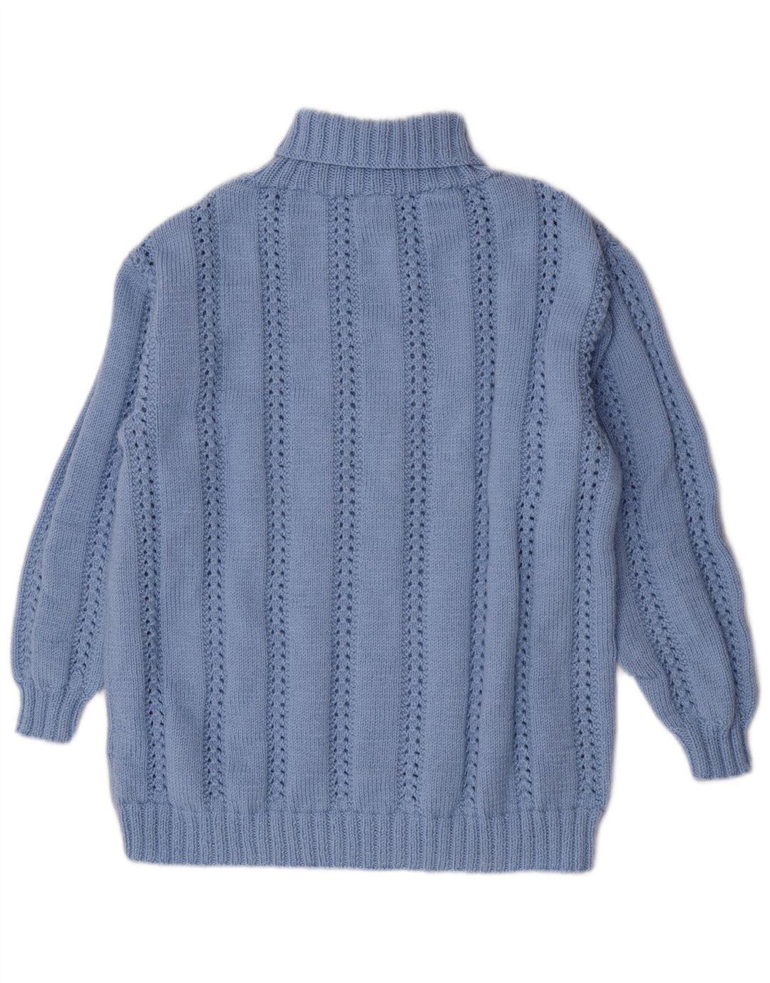 Maglione maglione vintage da donna con collo alto UK 14 grande blu