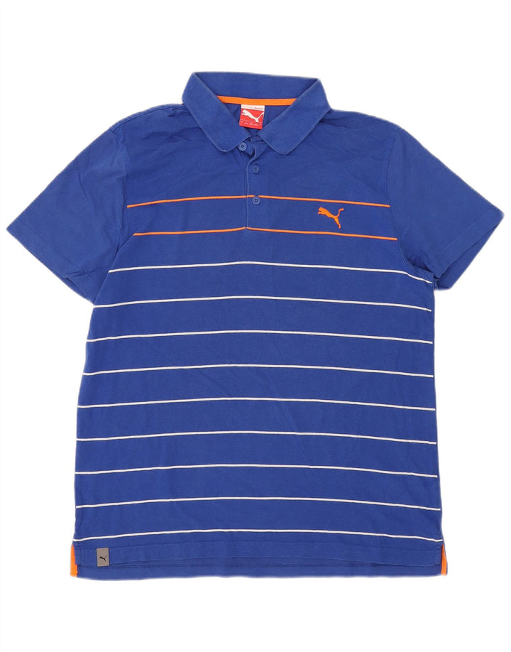 Polo da uomo Puma Large in cotone a righe blu