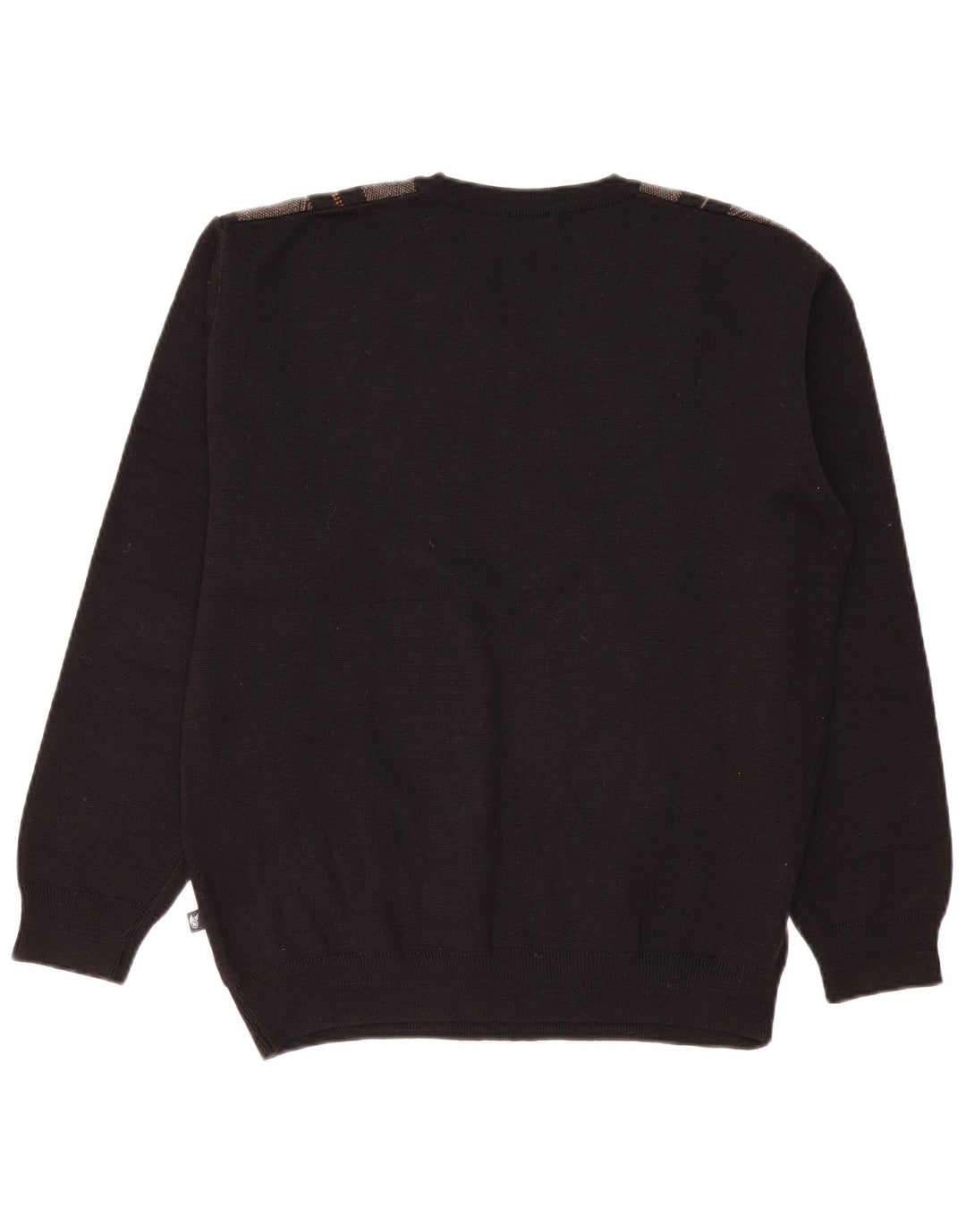 Maglione da uomo con scollo a V Hajo, lana color block medio nero