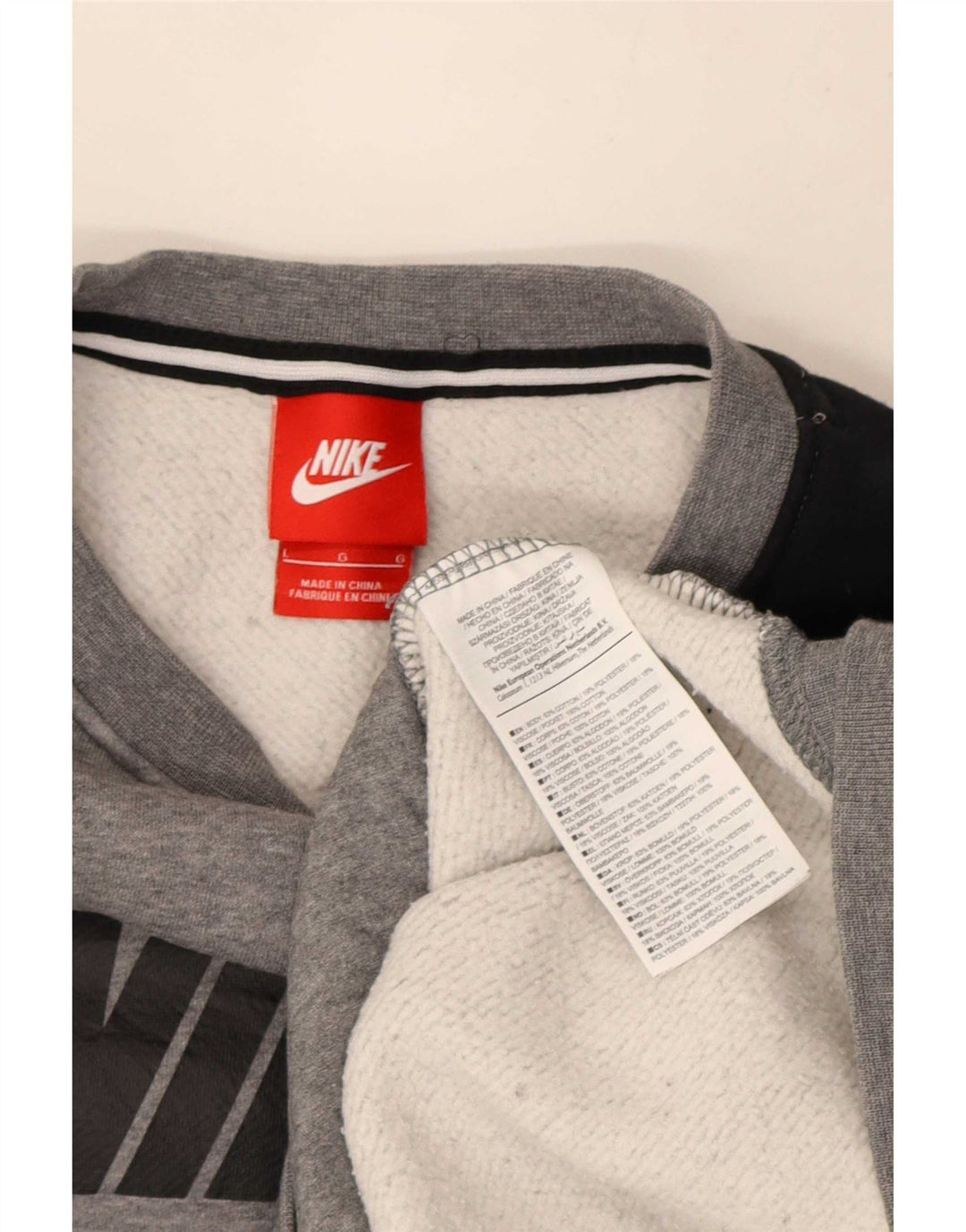 Felpa grafica Nike da uomo, maglione grande, colore grigio color block