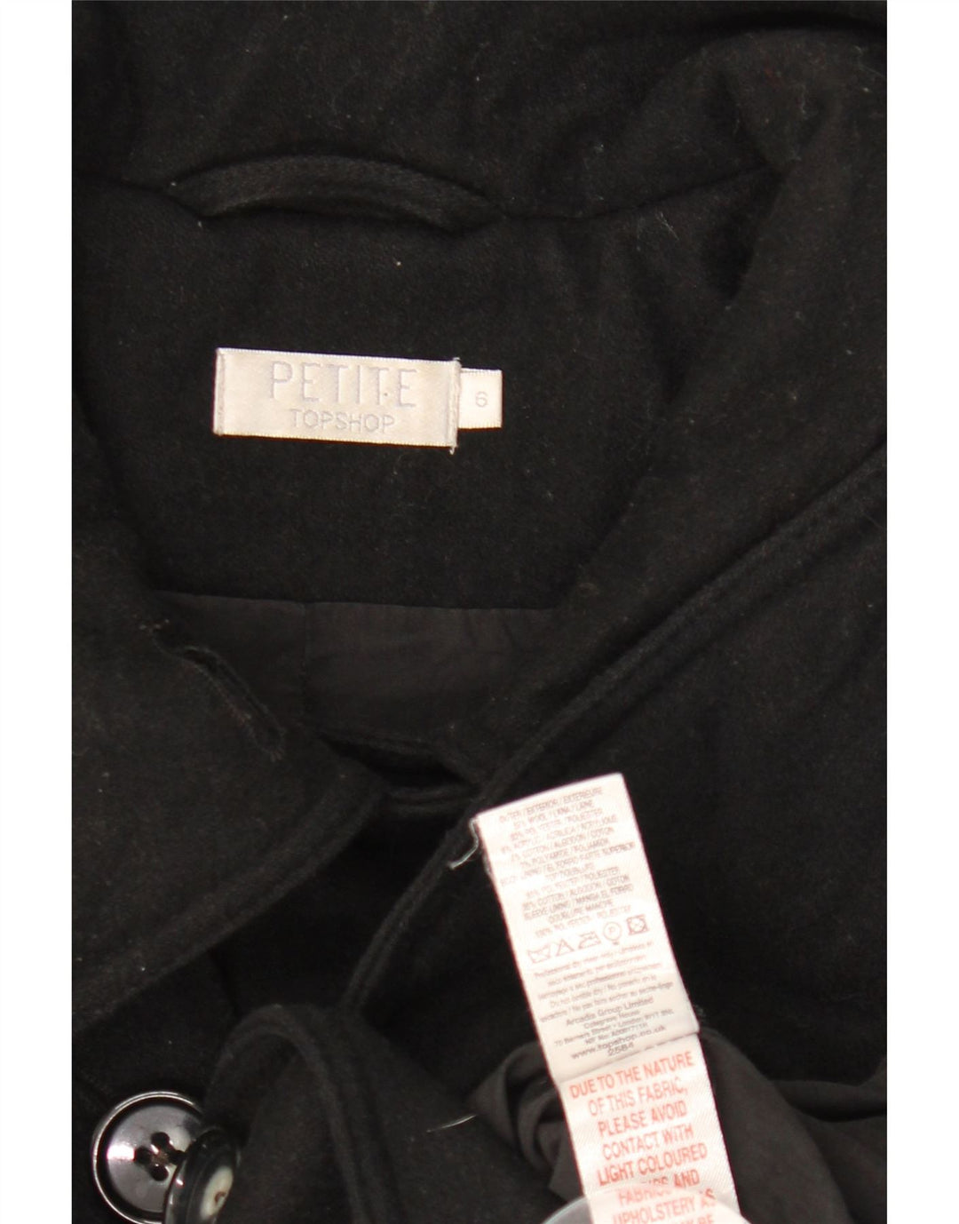 Trench da donna Topshop UK 6 XS lana nera