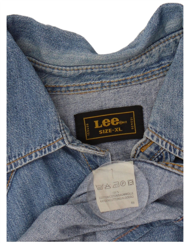 Camicia di jeans da uomo Lee XL in cotone blu