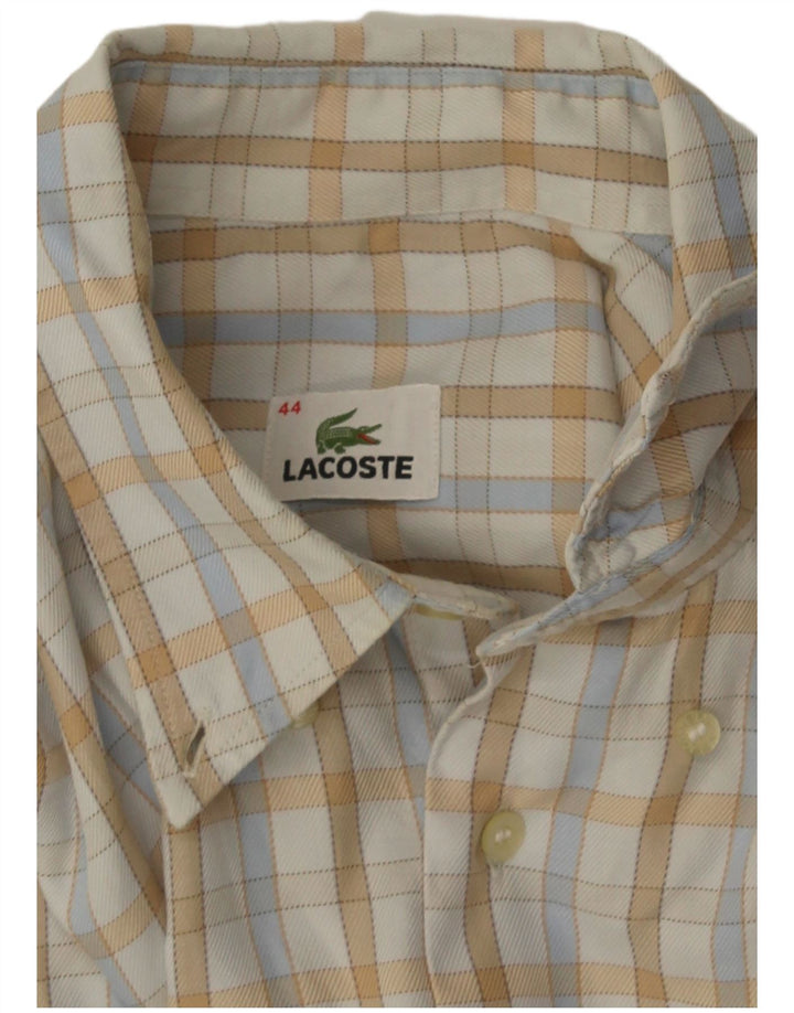 Camicia da uomo Lacoste taglia 44 XL a quadri bianco sporco