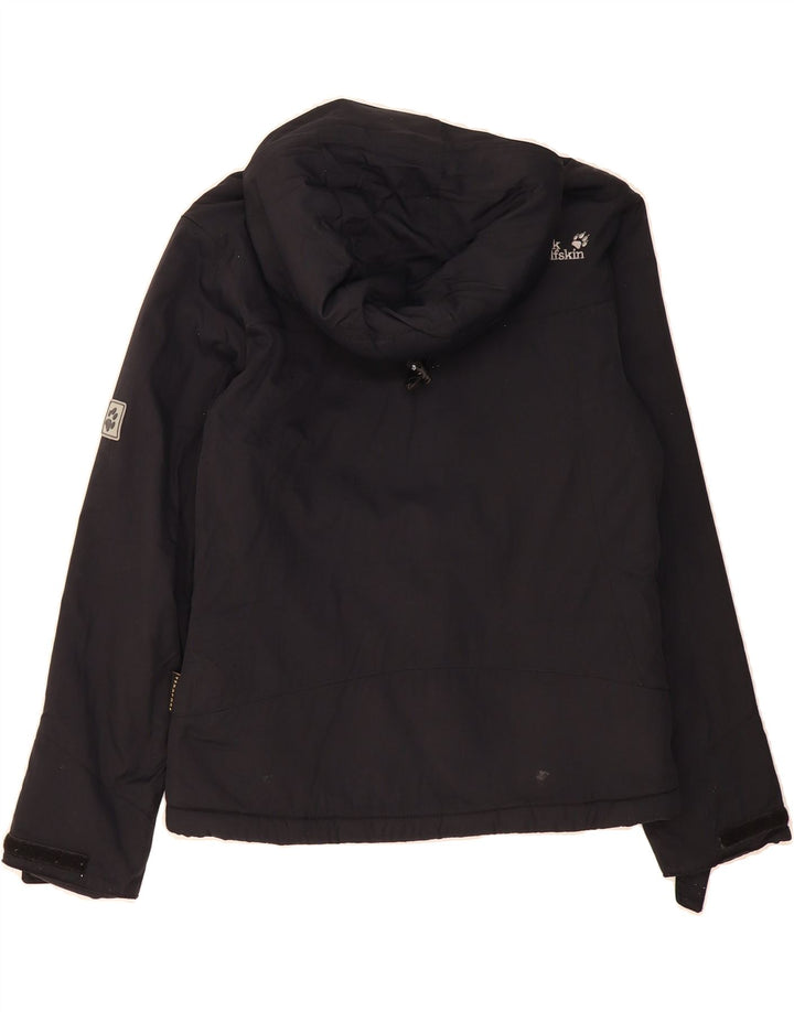 JACK WOLFSKIN Womens Hooded Windbreaker Jacket UK 10 Small Black Polyamide Vintage Jack Wolfskin and Second-Hand Jack Wolfskin from Messina Hembry 