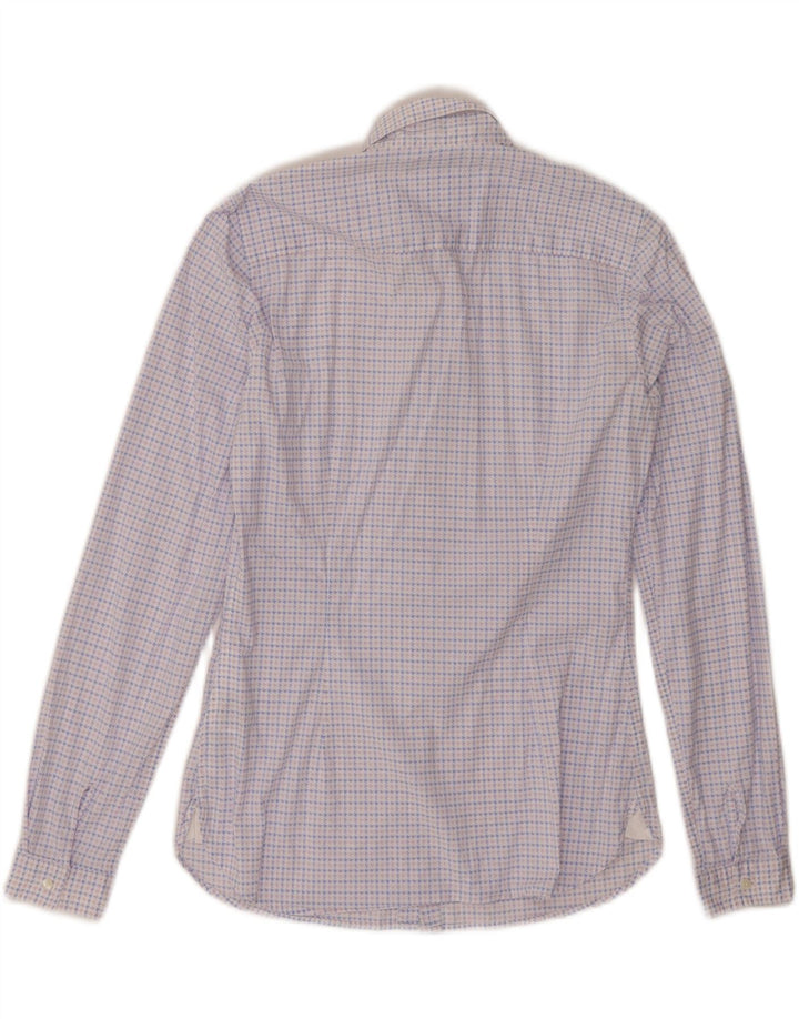 TOMMY HILFIGER Camicia aderente da donna US 4 Small Blu pied de poule in cotone