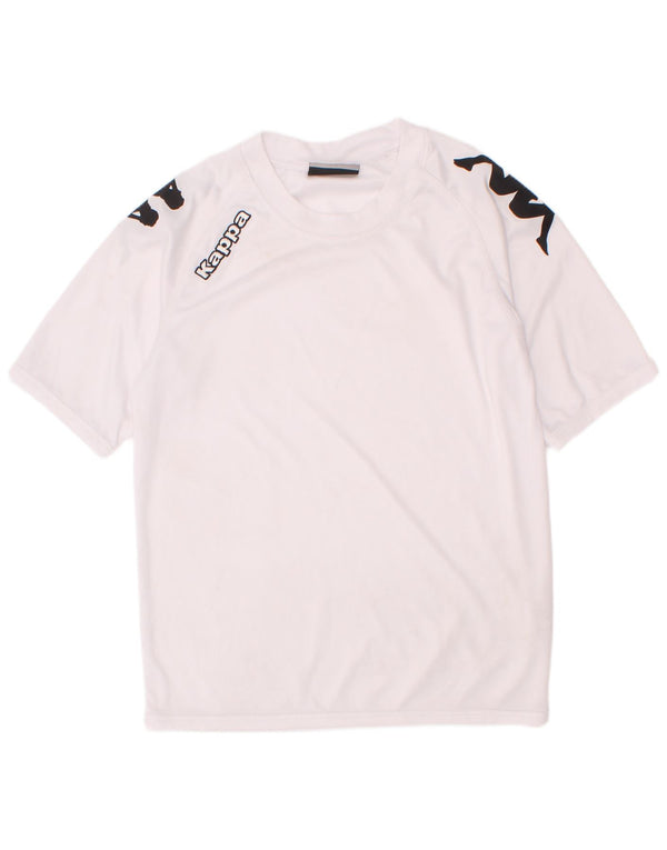 T-shirt grafica Kappa per ragazzi 9-10 anni in poliestere bianco