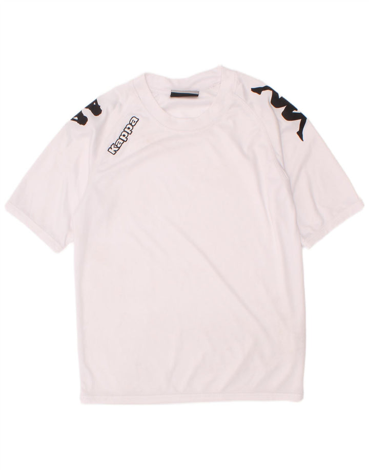 T-shirt grafica Kappa per ragazzi 9-10 anni in poliestere bianco