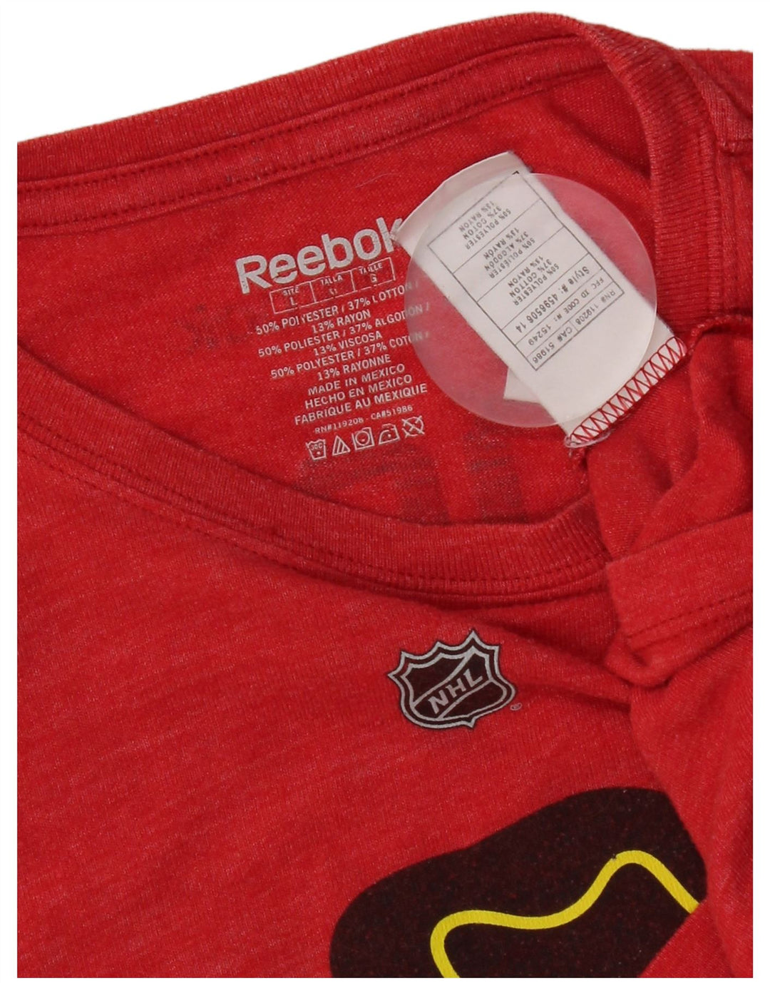 T-shirt grafica Reebok da uomo Chicago Blackhawks, grande, in poliestere rosso