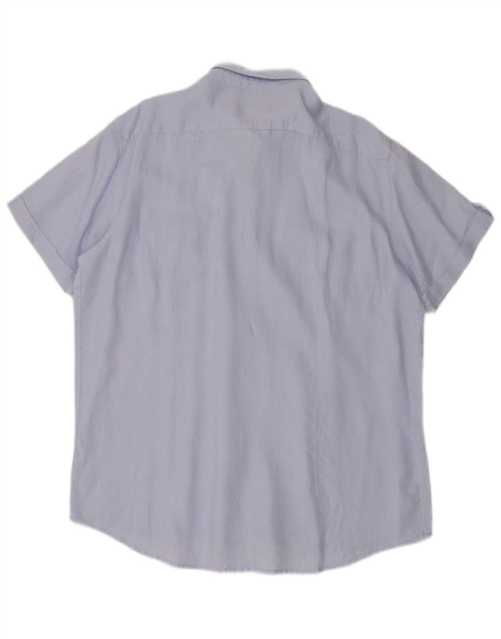 Camicia a maniche corte da uomo Carrera XL lino blu