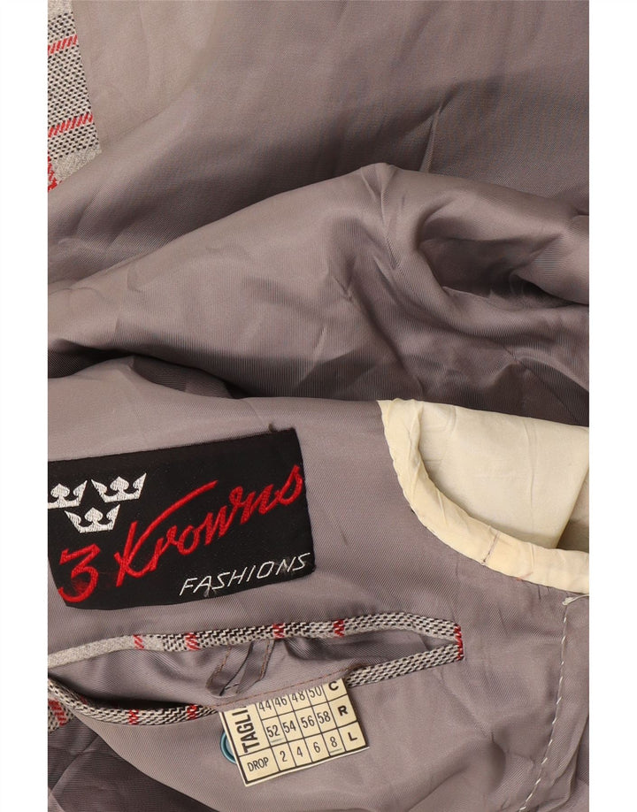 Giacca blazer vintage da uomo a 2 bottoni IT 52 XL a quadri grigi