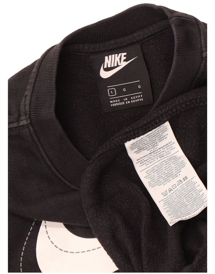 Felpa grafica Nike da uomo, maglione grande, cotone nero