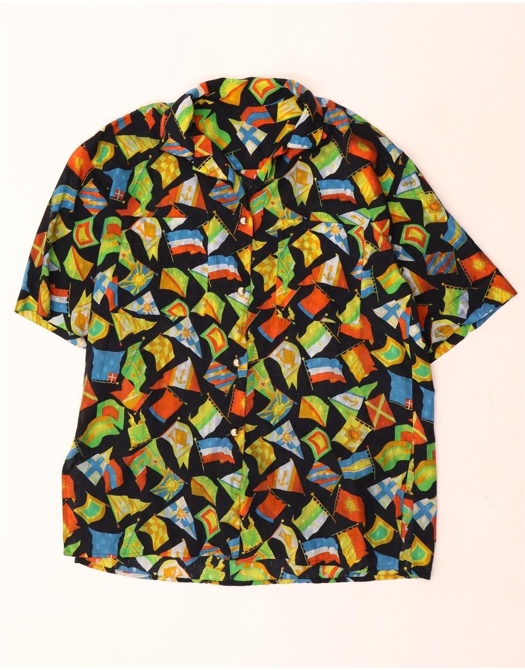 Camicetta camicia vintage da donna con motivo astratto UK 16 grande multicolore