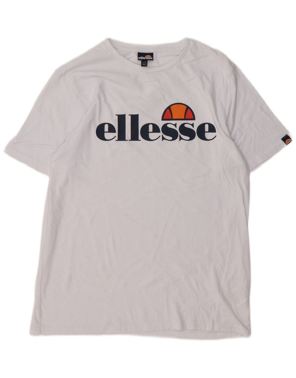 T-shirt grafica da donna Ellesse Top UK 14 cotone bianco medio