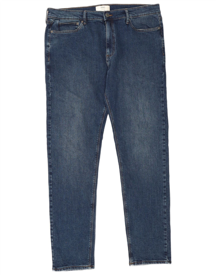 Jeans slim da uomo Marks & Spencer W36 L33 cotone blu