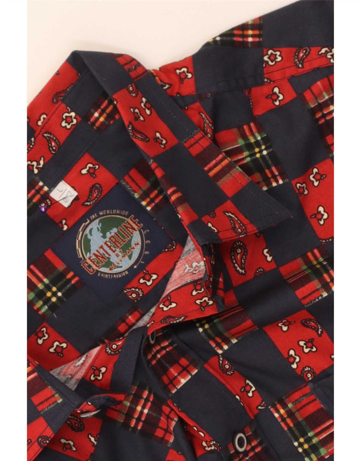 Camicia da uomo vintage taglia 41/42 grande cotone a quadri blu navy