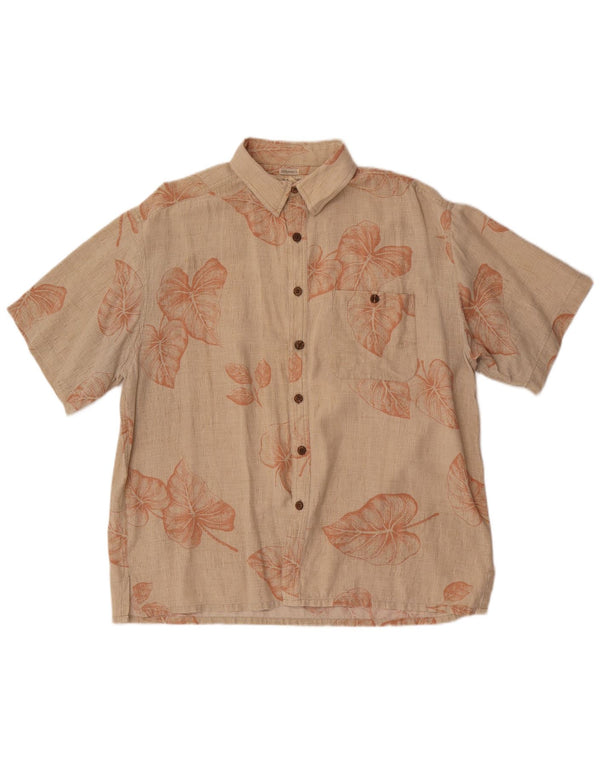 Camicia a maniche corte da uomo Island Republic XL Seta floreale beige